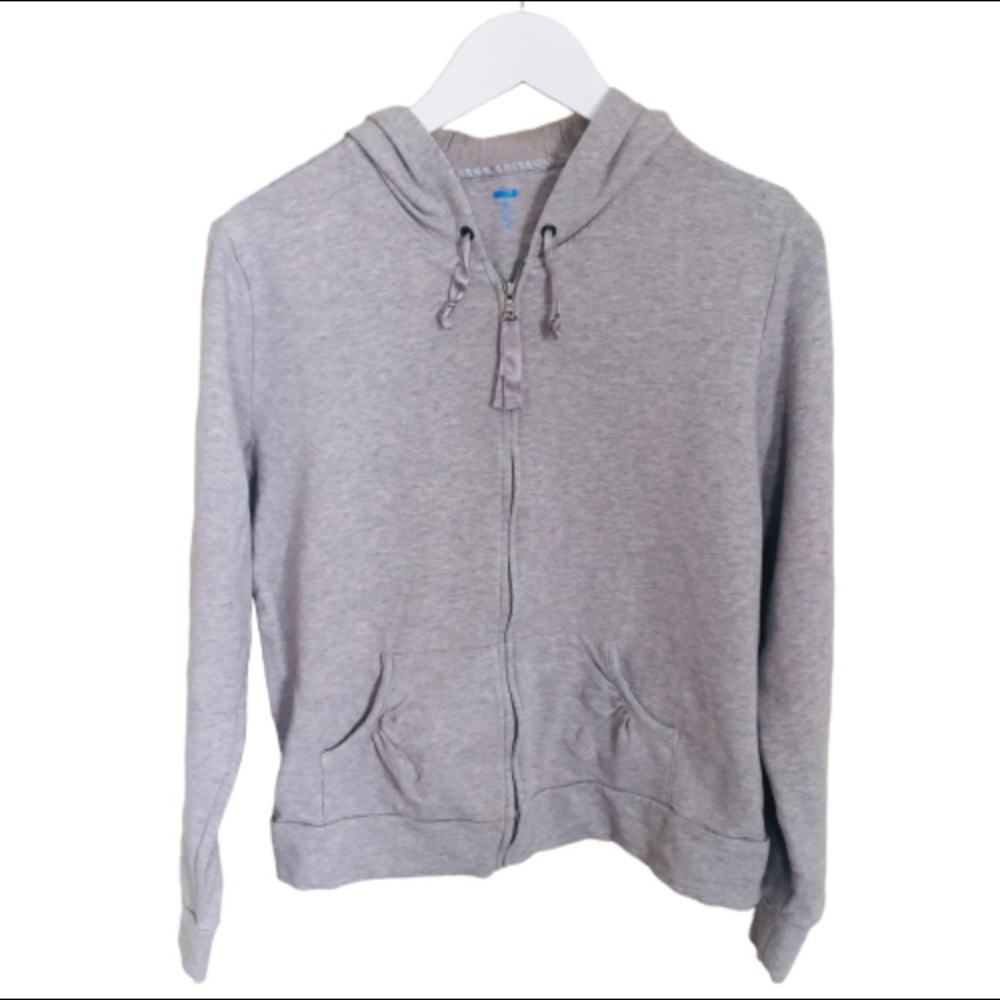 GAP Body Hooded Zip Jacket With Pockets & Ribbon Trim Detailing Grey Size Large